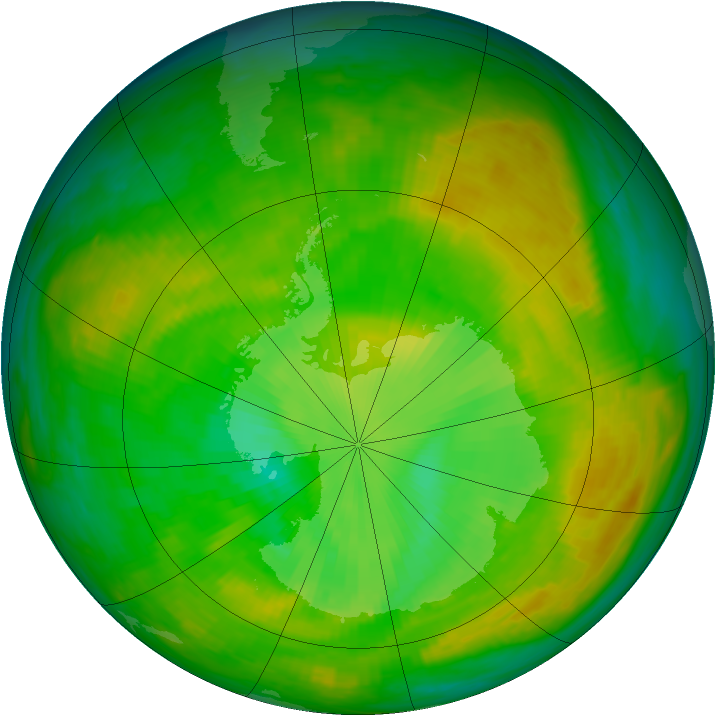 Antarctic ozone map for 20 December 1979